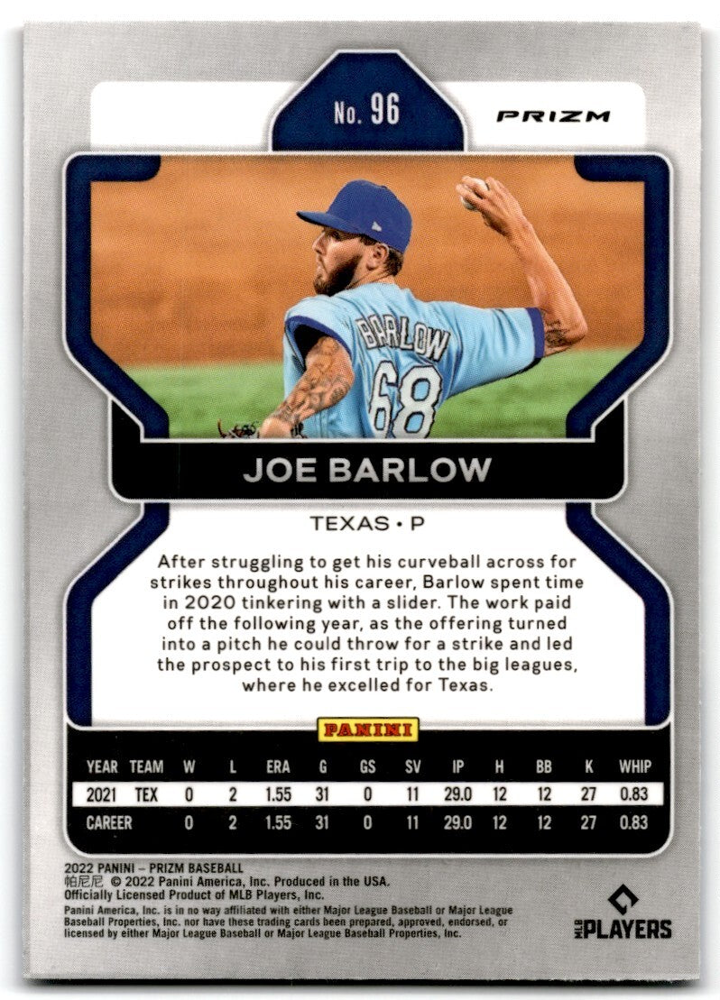 2022 Panini Prizm Red/White/Blue Joe Barlow Texas Rangers #96