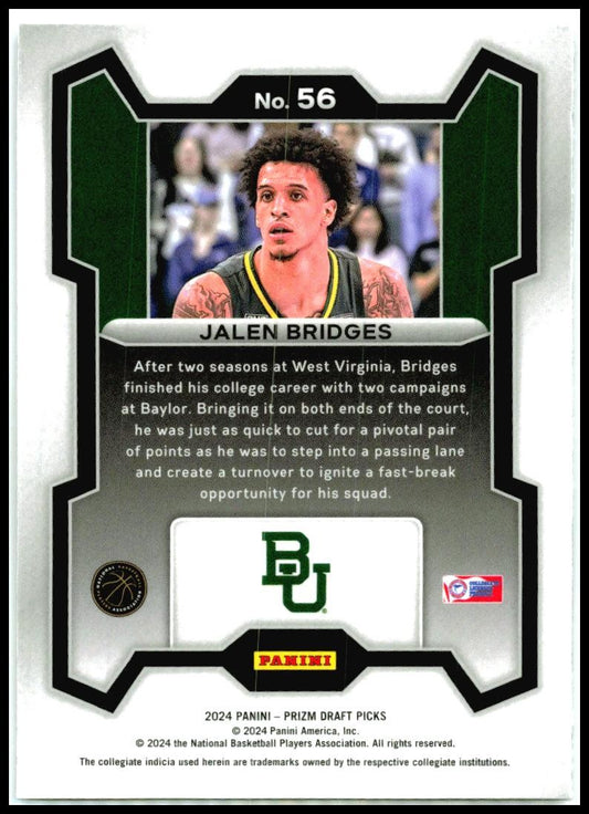 2024 Panini Prizm Draft Picks #56 Jalen Bridges Baylor Bears