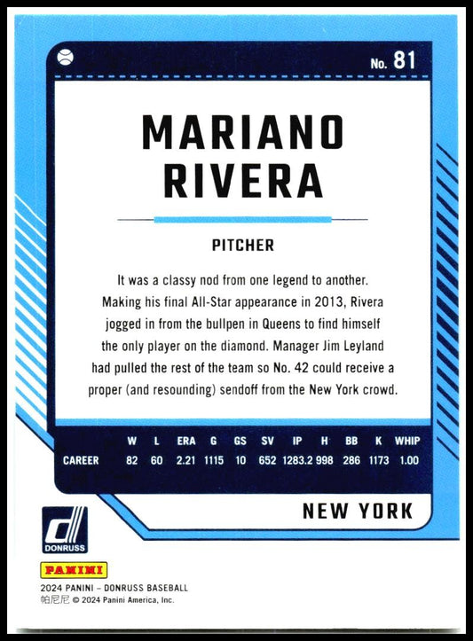 2024 Donruss #81 Mariano Rivera New York Yankees