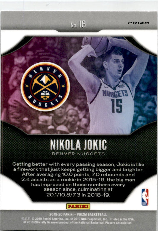 2019-20 Panini Prizm Fireworks Fast Break #18 Nikola Jokic Denver Nuggets