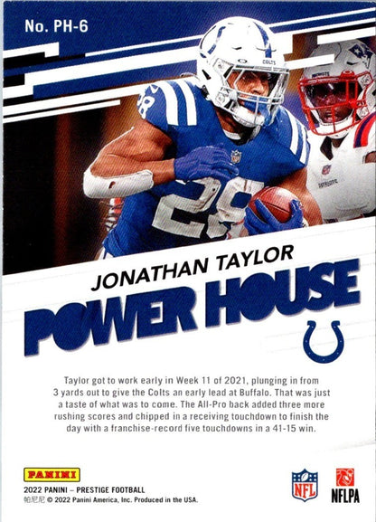 2022 Panini Prestige Power House Jonathan Taylor #PH-6 Indianapolis Colts