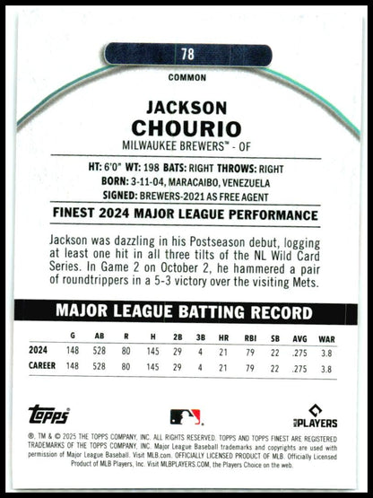 2025 Topps Finest #78 Jackson Chourio