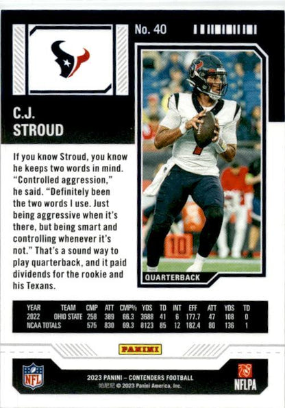 2023 Panini Contenders Game Ticket #40 C.J. Stroud Houston Texans