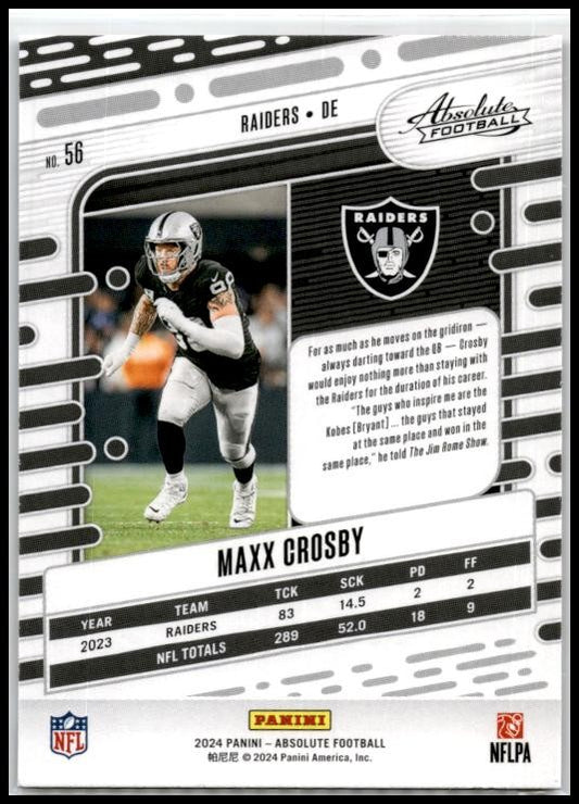 2024 Panini Absolute Red and Blue #56 Maxx Crosby Las Vegas Raiders