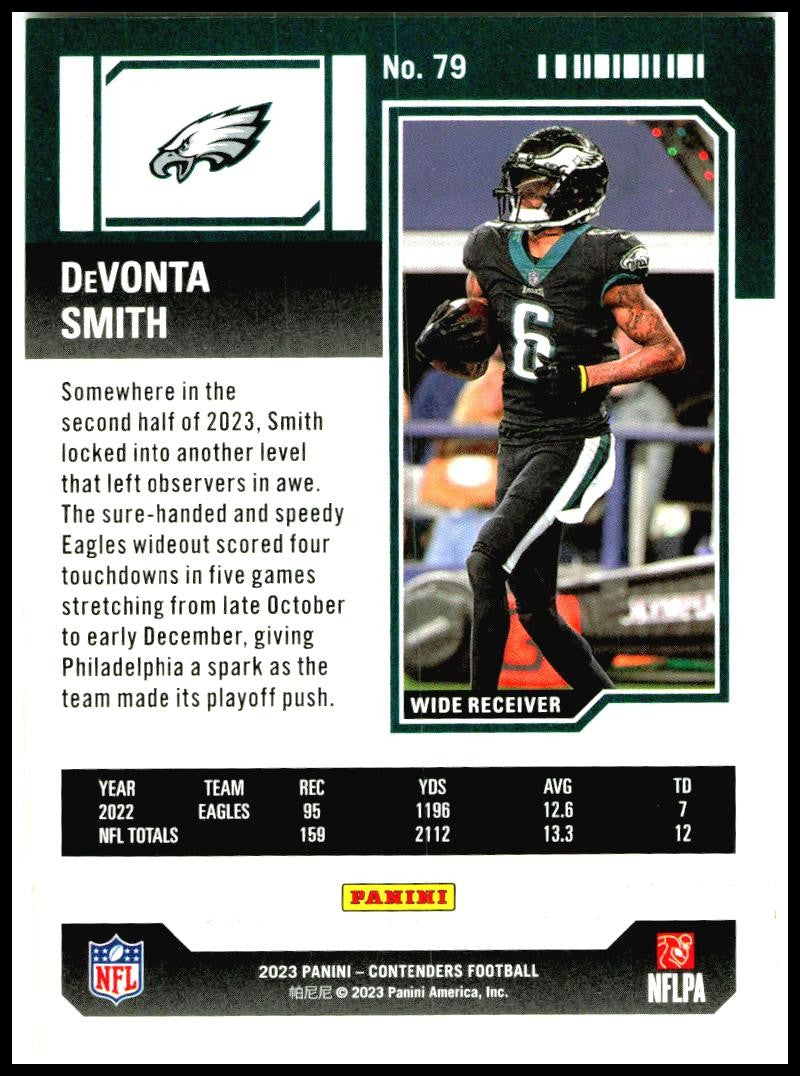 2023 Panini Contenders Game Ticket Red #79 DeVonta Smith Philadelphia Eagles