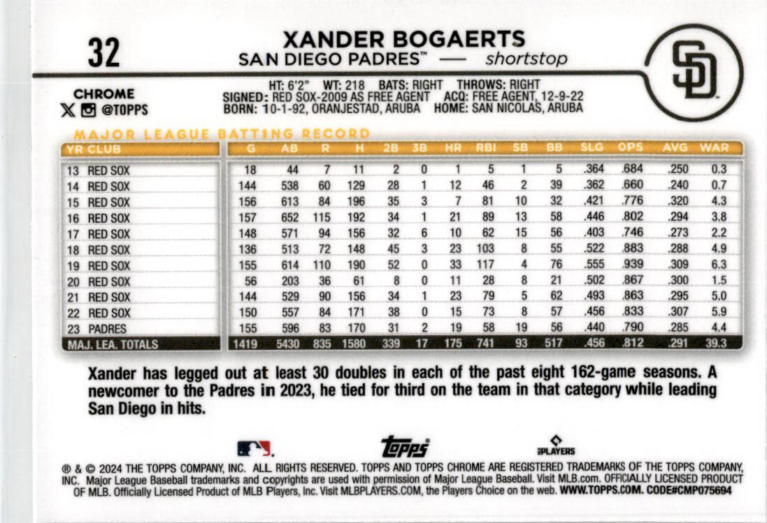 2024 Topps Raywave #662 Xander Bogaerts San Diego Padres