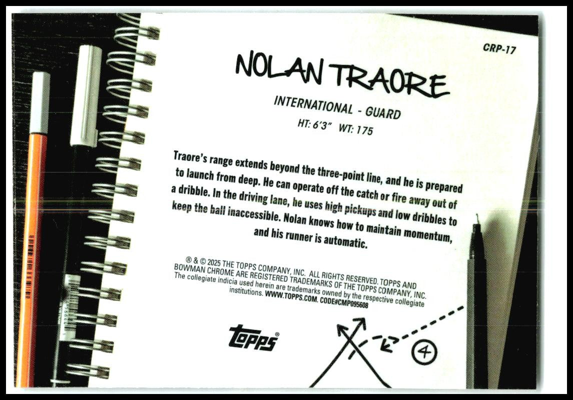 2024-25 Bowman University Chrome College Rule Playbook #CRP-17 Nolan Traore