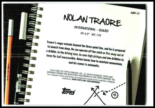 2024-25 Bowman University Chrome College Rule Playbook #CRP-17 Nolan Traore