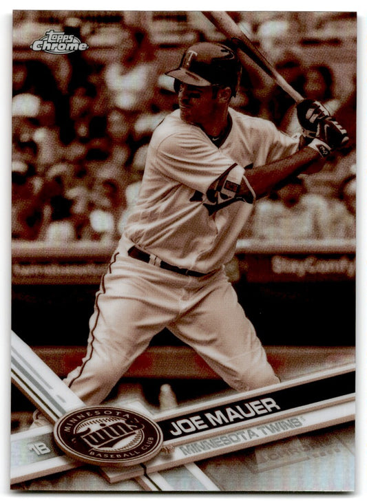 2017 Topps Chrome Sepia Refractor Joe Mauer Minnesota Twins #54