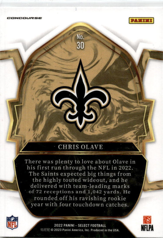 2022 Panini Select #30 Chris Olave Rookie New Orleans Saints