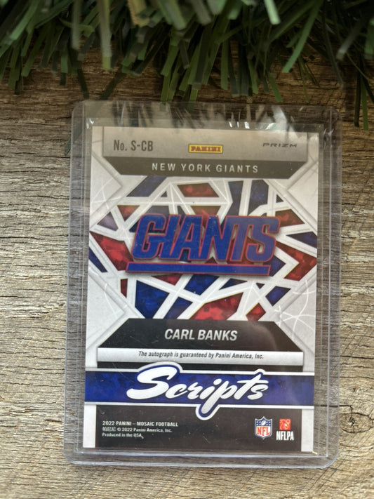 2022 Mosaic Scripts #S-CB Silver Mosaic Prizm Carl Banks Auto New York Giants