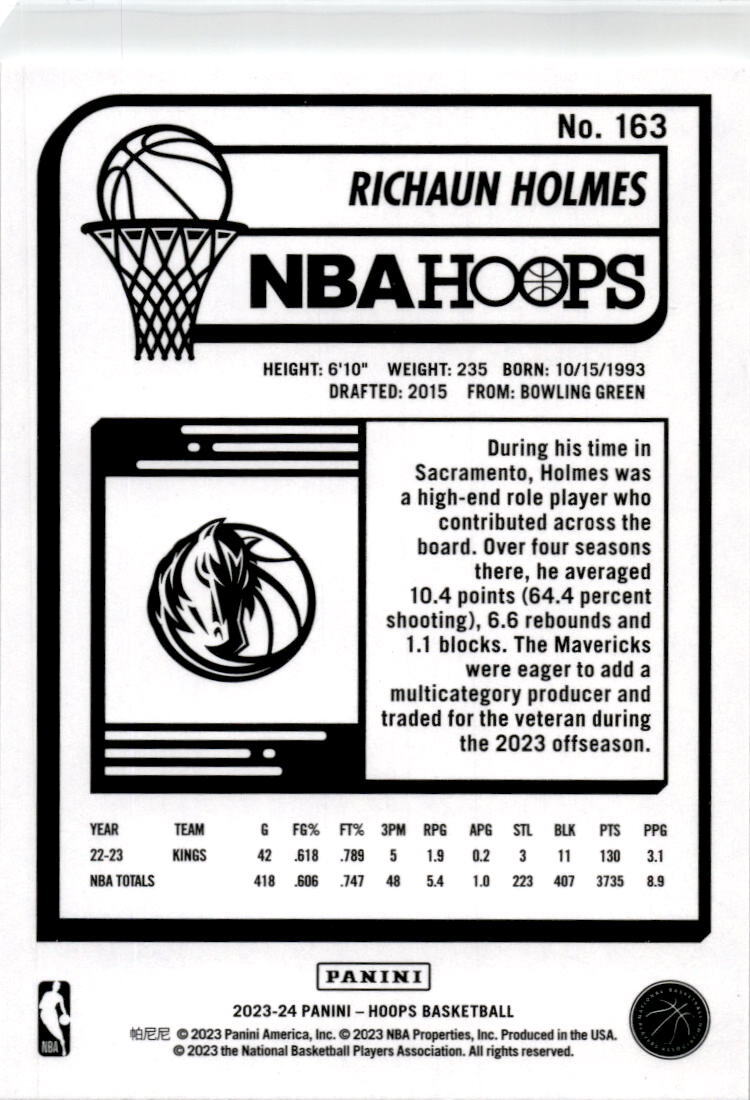 2023-24 Hoops Winter #163 Richaun Holmes Dallas Mavericks