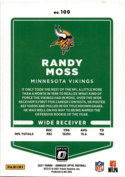 2021 Donruss Optic #100 Randy Moss Minnesota Vikings