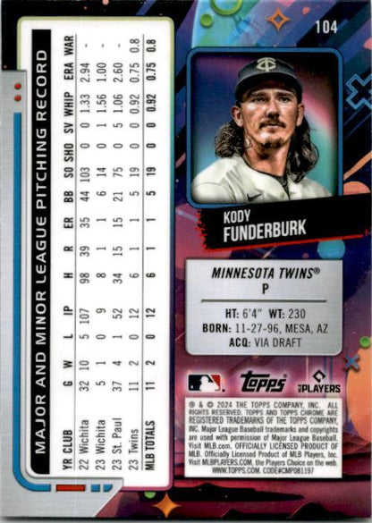 2024 Topps Chrome Cosmic #104 Kody Funderburk Rookie Minnesota Twins