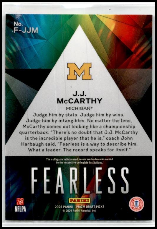 2024 Panini Prizm Draft Picks #F-JJM JJ McCarthy Michigan Wolverines