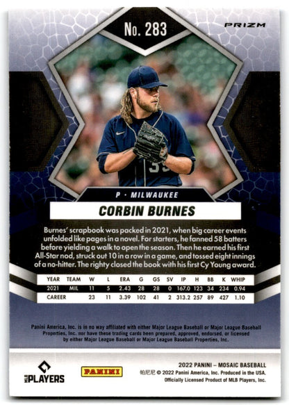 2021 Mosaic Blue Prizm Corbin Burnes Milwaukee Brewers #283