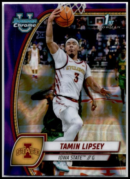 2024-25 Bowman University Chrome Purple Lava Refractor #66 Tamin Lipsey Cyclones