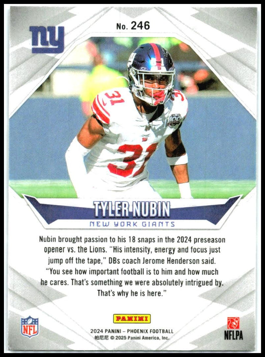 2024 Panini Phoenix Purple #246 Tyler Nubin Rookie New York Giants