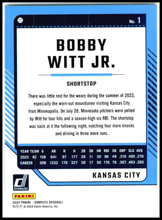 2024 Donruss #1 Bobby Witt Jr. Kansas City Royals