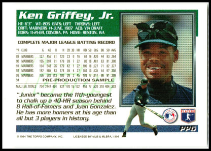 1994 Topps 1995 Topps Pre-Production Samples #PP6 Ken Griffey, Jr. Mariners