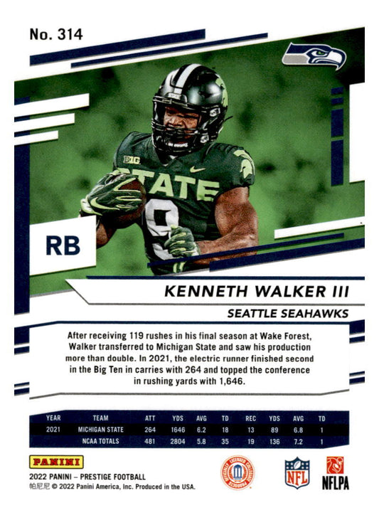 2022 Panini Prestige #314 Kenneth Walker III    Rookie