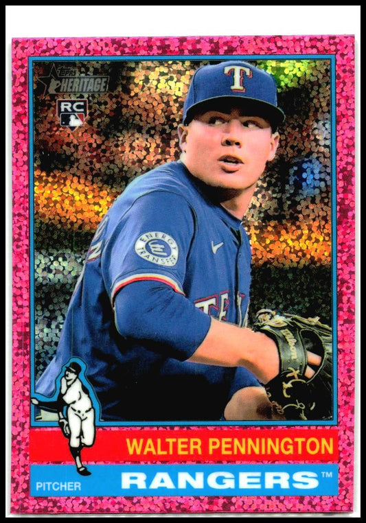 2025 Topps Heritage Chrome Pink Sparkle #101 Walter Pennington Rookie Texas