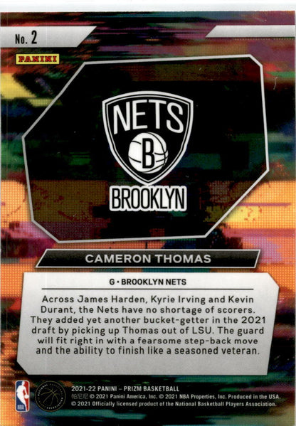 2021-22 Panini Prizm Instant Impact #2 Cameron Thomas Brooklyn Nets