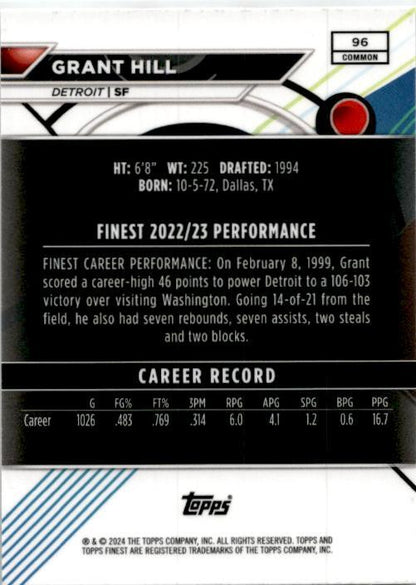 2023-24 Topps Finest Xfractor #96 Grant Hill Detroit