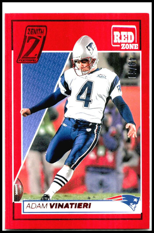 2024 Panini Zenith Red Zone Red #68 Adam Vinatieri #/50 New England Patriots