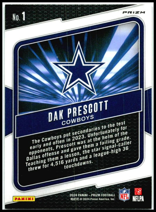 2024 Panini Prizm Hype Green Prizm #1 Dak Prescott Dallas Cowboys