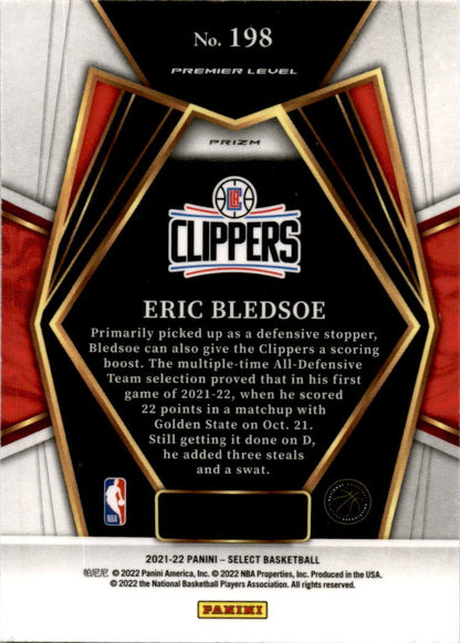 2021 Panini Select Orange Flash Prizms #198 Eric Bledsoe  Los Angeles Clippers