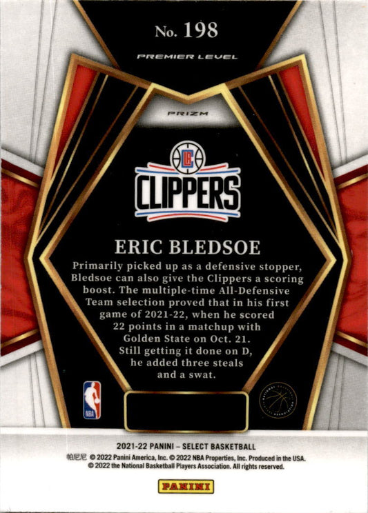2021 Panini Select Orange Flash Prizms #198 Eric Bledsoe  Los Angeles Clippers