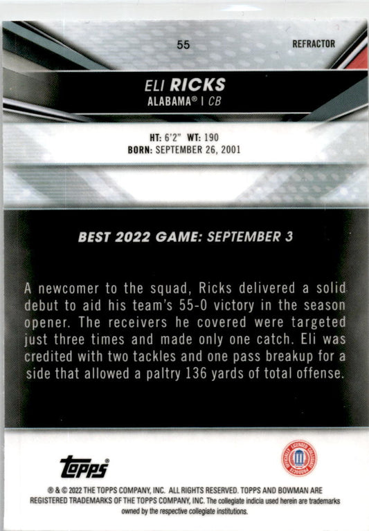 2022-23 Bowman's Best University Refractor #55 Eli Ricks