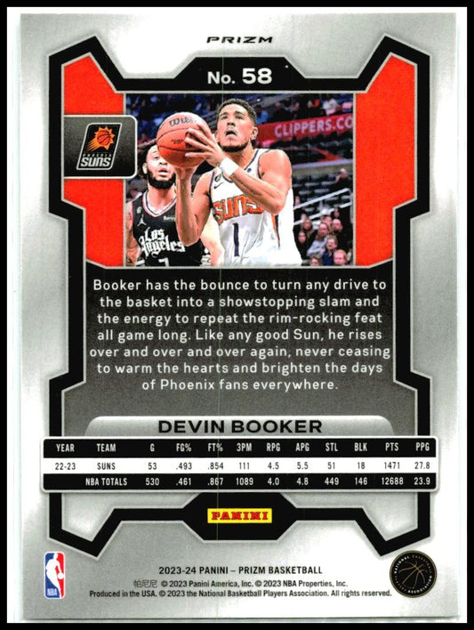 2023-24 Panini Prizm Prizms Silver #58 Devin Booker Phoenix Suns