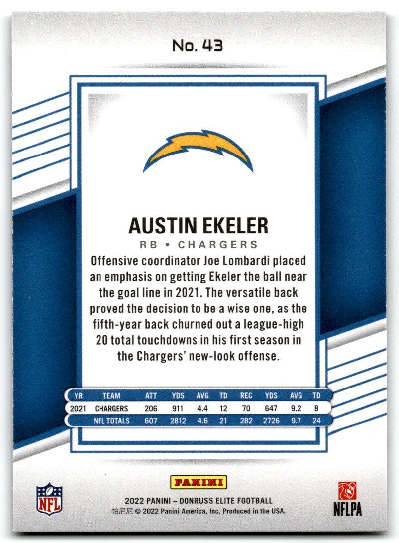 2022 Donruss Elite Austin Ekeler Los Angeles Chargers #43
