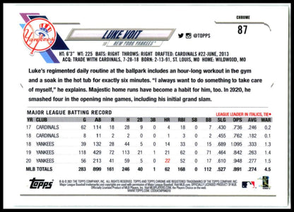 2021 Topps Gold Foil #186 Luke Voit New York Yankees
