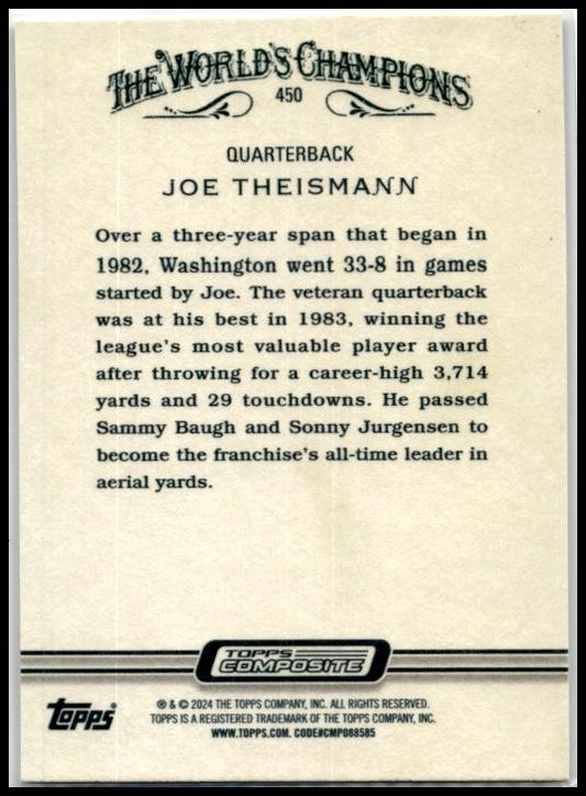 2023 Topps Composite #450 Joe Theismann Washington Redskins