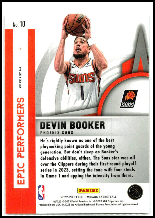 2022-23 Panini Mosaic Epic Performers Mosaic Green #10 Devin Booker Phoenix Suns