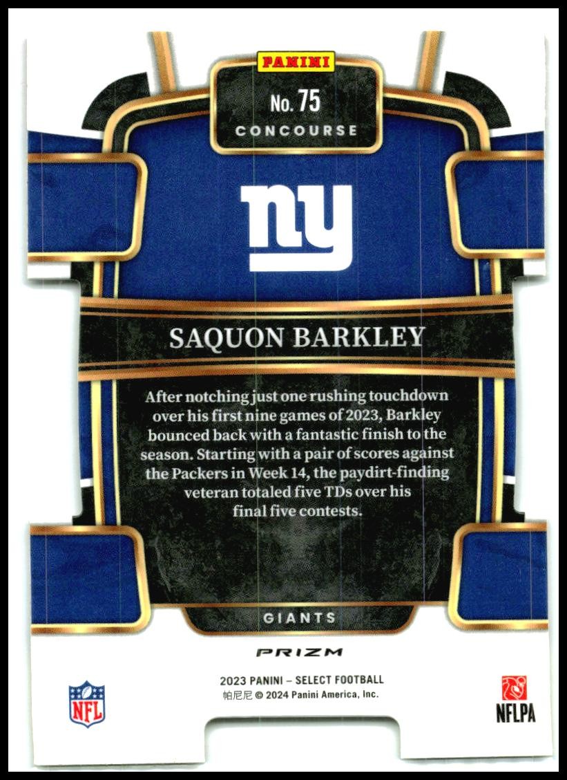 2023 Panini Select Red and Yellow Prizms Die Cuts #75 Saquon Barkley Giants