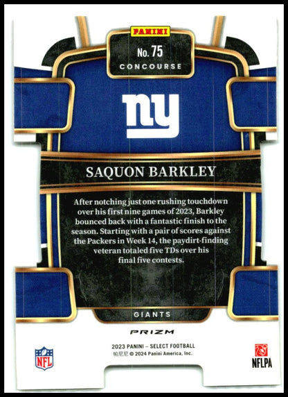 2023 Panini Select Red and Yellow Prizms Die Cuts #75 Saquon Barkley Giants