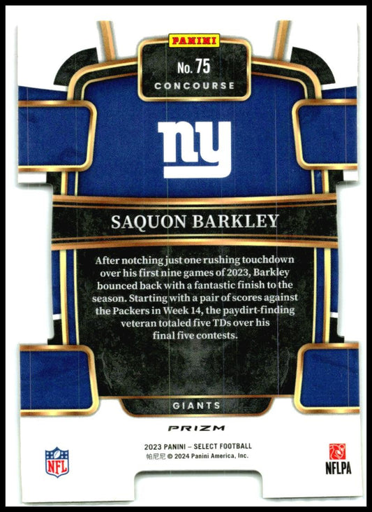 2023 Panini Select Red and Yellow Prizms Die Cuts #75 Saquon Barkley Giants