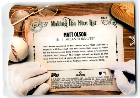 2024 Topps Holiday Making the Nice List #MNL-9 Matt Olson Atlanta Braves