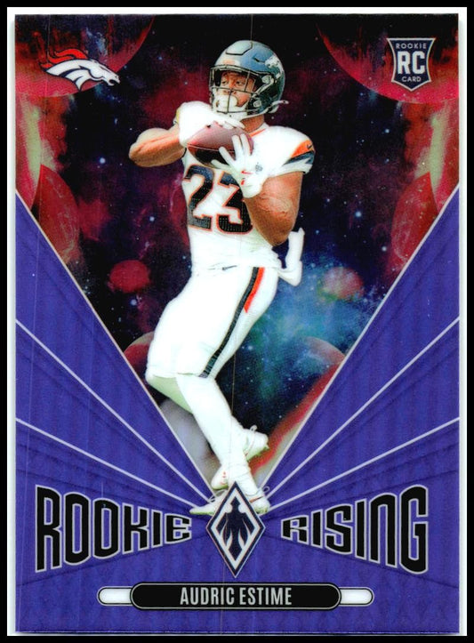 2024 Panini Phoenix Rookie Rising Purple #RR-AEE Audric Estime Denver Broncos