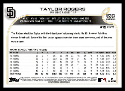 2022 Topps Update #US303 Taylor Rogers