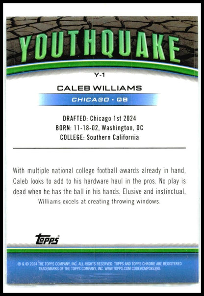 2024 Topps Chrome Youthquake X-Fractor #Y-1 Caleb Williams Chicago Bears