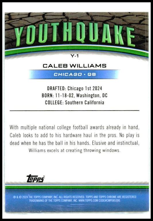 2024 Topps Chrome Youthquake X-Fractor #Y-1 Caleb Williams Chicago Bears