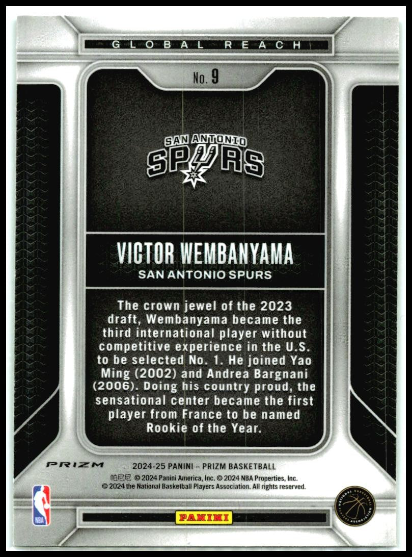 2024-25 Panini Prizm Global Reach Prizms Green #9 Victor Wembanyama Spurs
