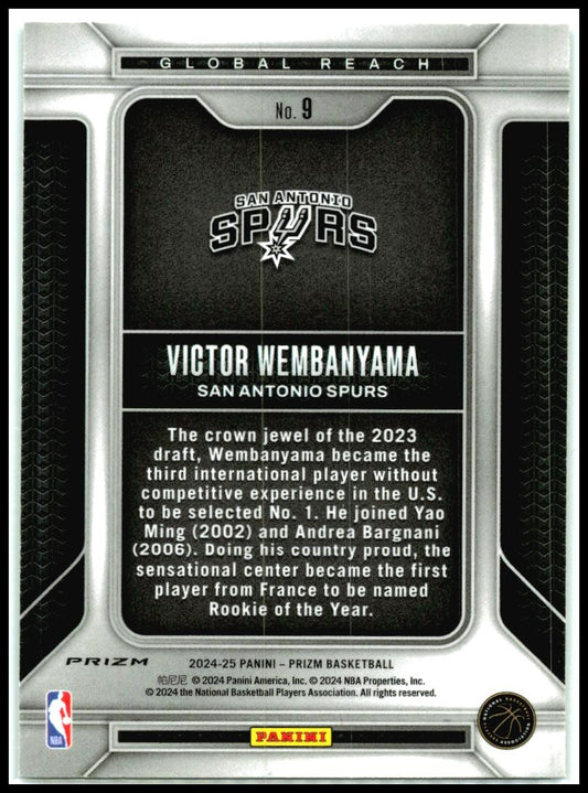 2024-25 Panini Prizm Global Reach Prizms Green #9 Victor Wembanyama Spurs