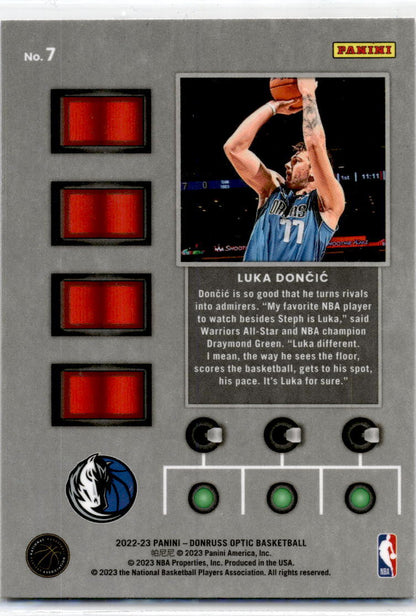 2022 Donruss Optic T-minus 3,2,1 #7 Lucka Doncic Dallas Mavericks