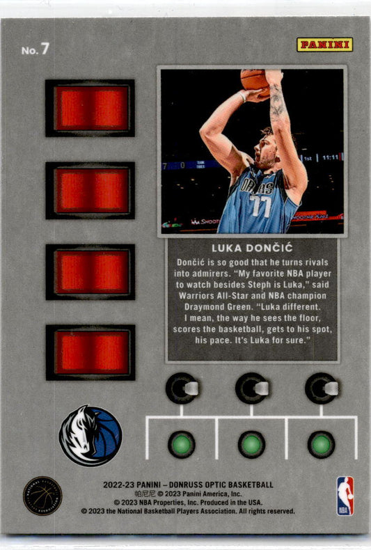 2022 Donruss Optic T-minus 3,2,1 #7 Lucka Doncic Dallas Mavericks
